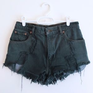 Up-Cycled Vintage Levi's 550 Forest Green Shorts